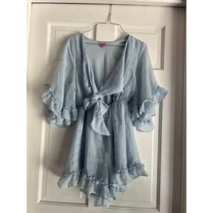 Miami Womens Size XS Xsmall Baby Blue Jumper Romper Short Dress C84